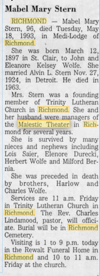 Majestic Theater - Another Former Manager Passes Away May 20 1993 (newer photo)